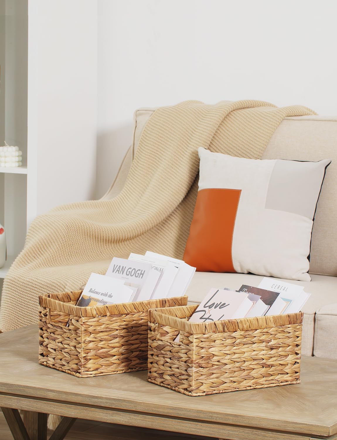 Woven Storage Baskets with Handles (2-Pack) – Natural